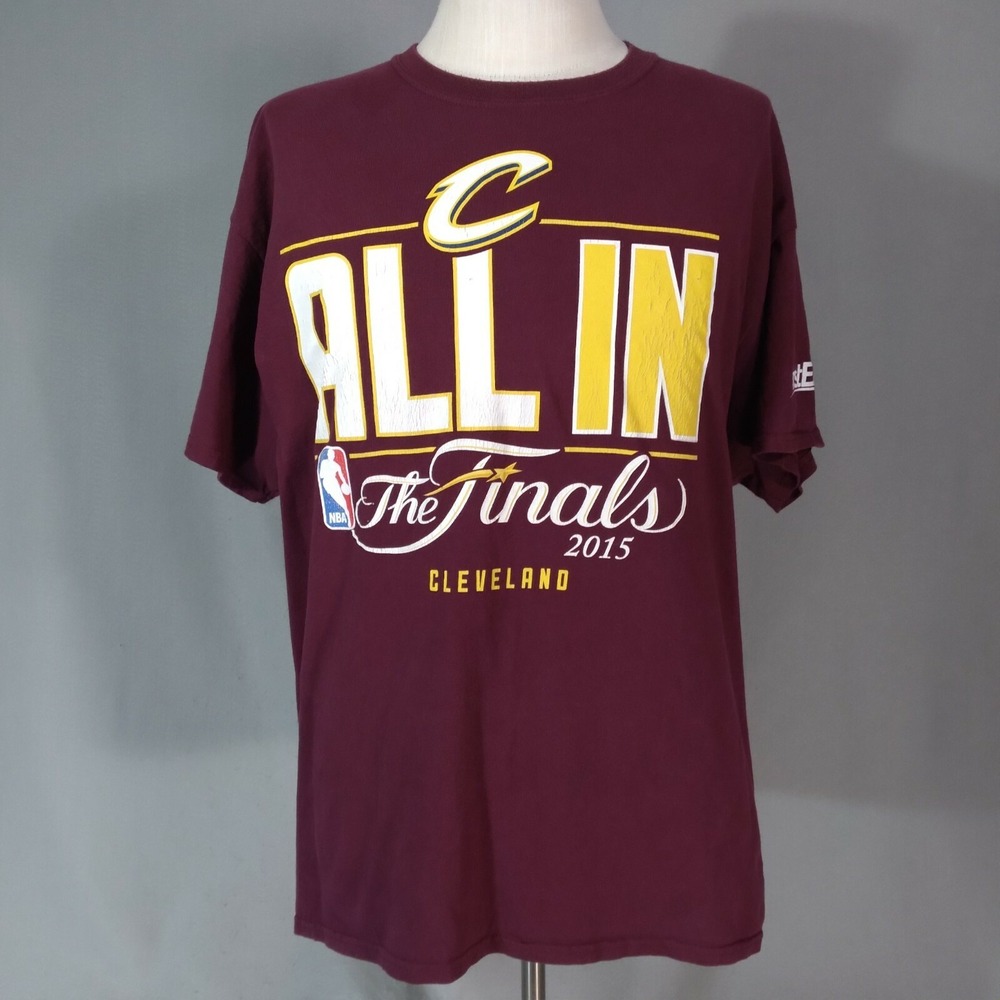 Gildan T-Shirt Mens XL Maroon Cleveland Cavaliers 2015 NBA Finals All In Graphic